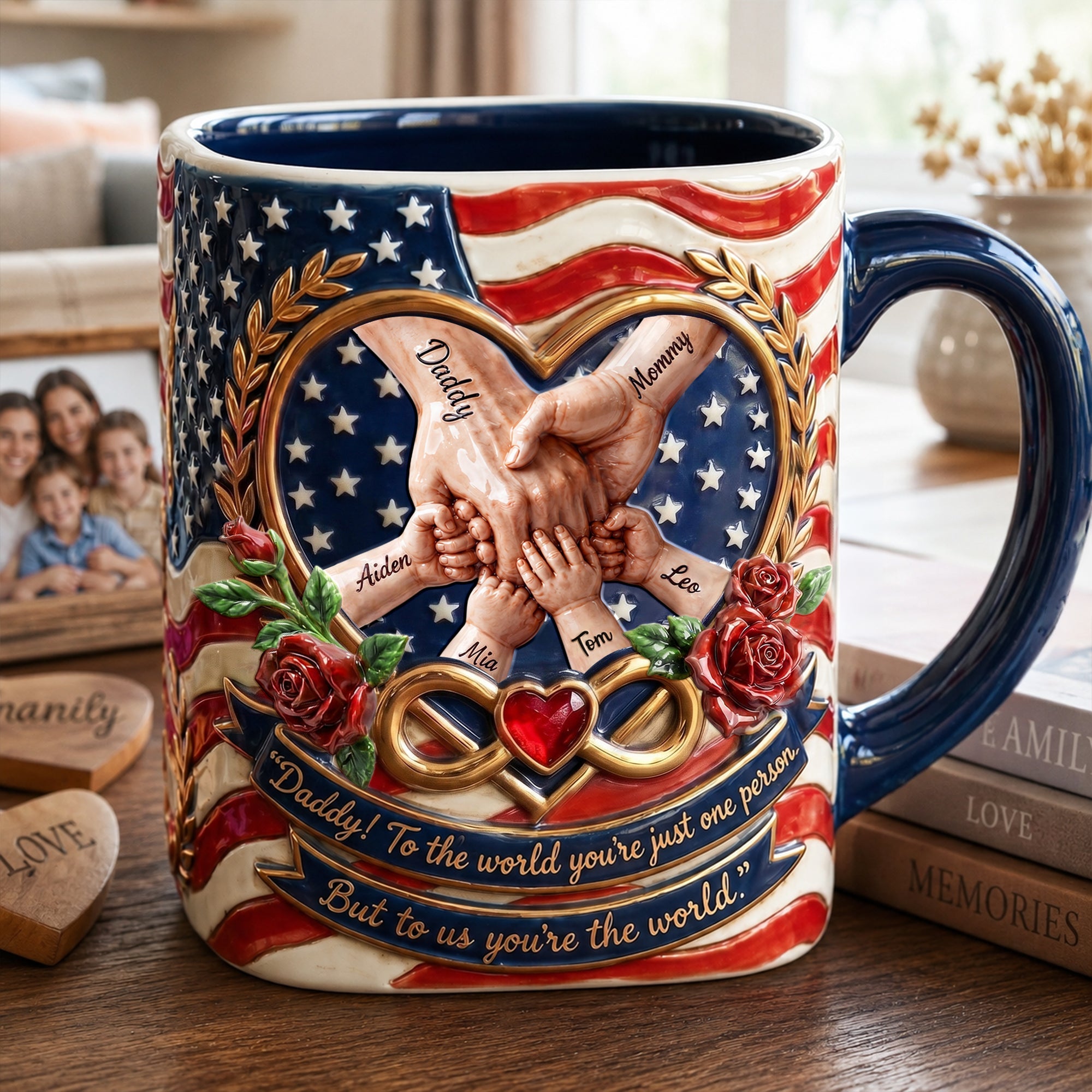 "Daddy! To the world you're just one person - Personalized Infinity Love Accent Mug for Dads, Grandpas, and Family" Coffee Mug PopCulturePrints