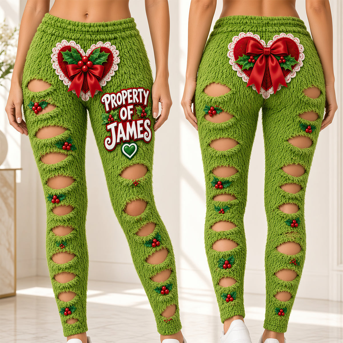 "Stay Cozy and Festive!" - Naughty Women Leggings - Personalized Christmas Gifts