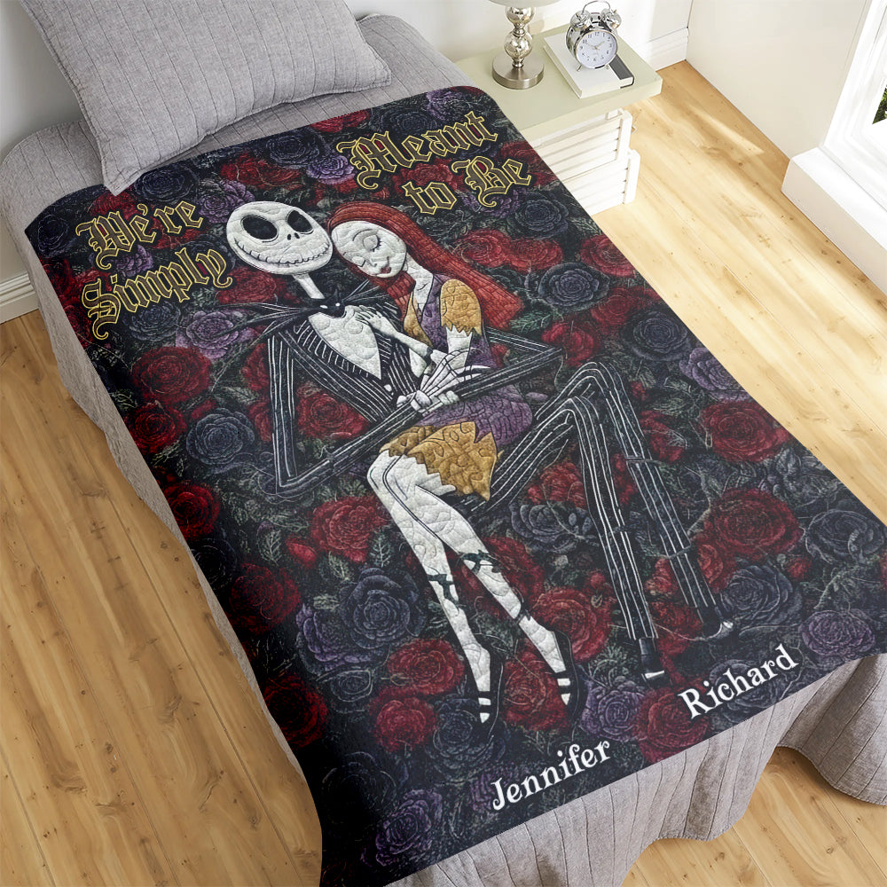 We're Simply Meant to Be - Personalized Spooky Couple Blanket Blanket PopCulturePrints