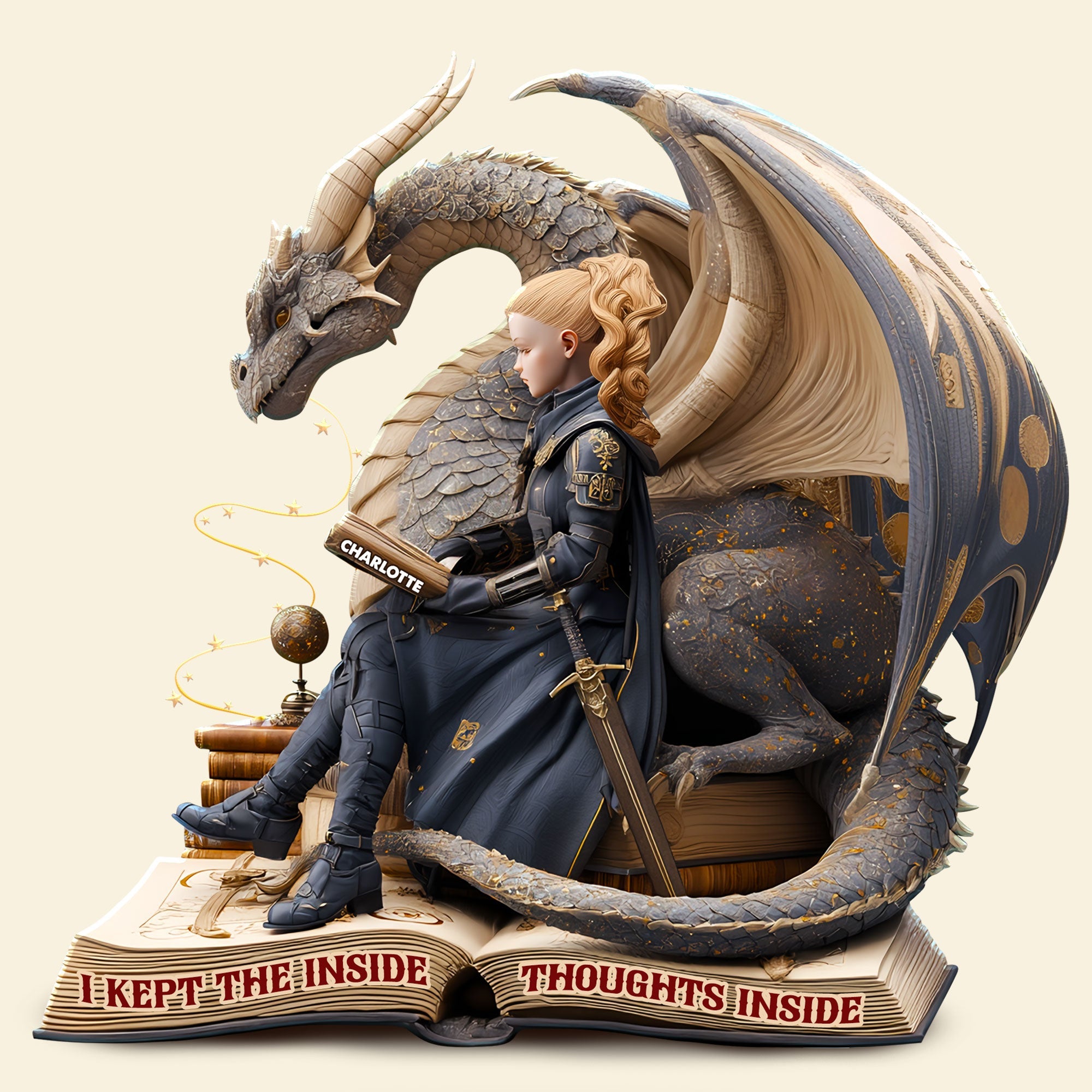 I Kept the Inside Thoughts Inside - Personalized Book Lover Plaque for Book Lovers Shaped Plaques PopCulturePrints