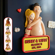 Load image into Gallery viewer, Bring Smiles to Your Kitchen - Hubby &amp; Wifey Acrylic Fridge Magnet - Personalized Gifts for Couples Fridge Magnet PopCulturePrints
