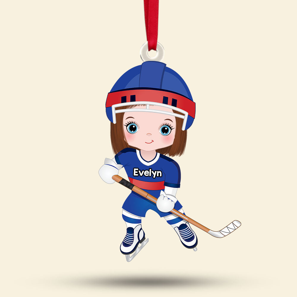 Custom Ice Hockey Player Christmas Ornament for Hockey Lovers