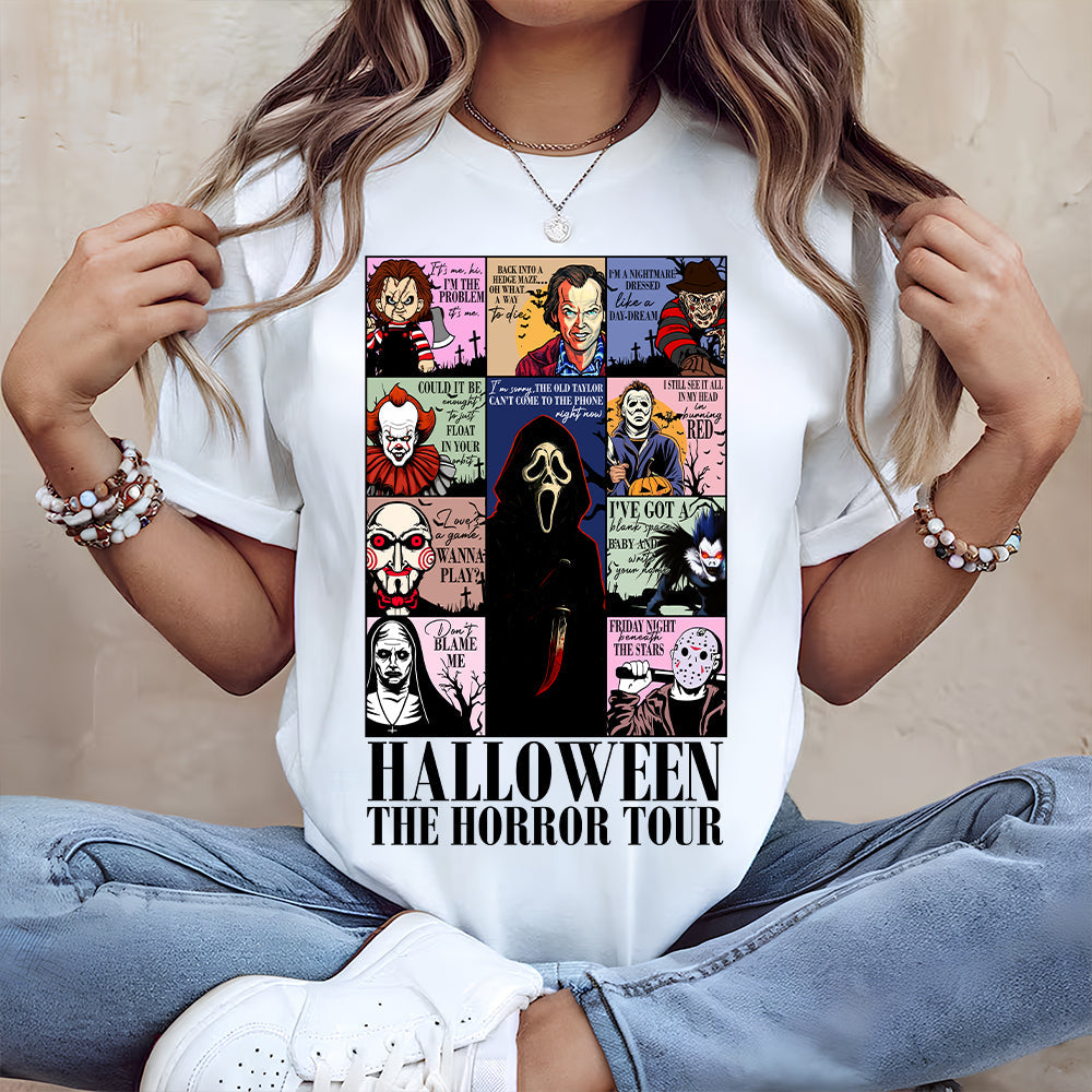 "Embrace the Scares!" - Customizable Horror Tour Shirt - Perfect Gift for Horror Movie Fans & Collectors Shirts PopCulturePrints