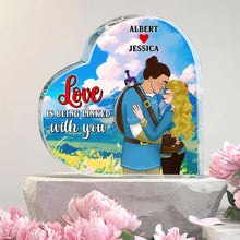 Load image into Gallery viewer, Custom Heart Plaque for Couples - Love is Being Linked with You Shaped Plaques PopCulturePrints
