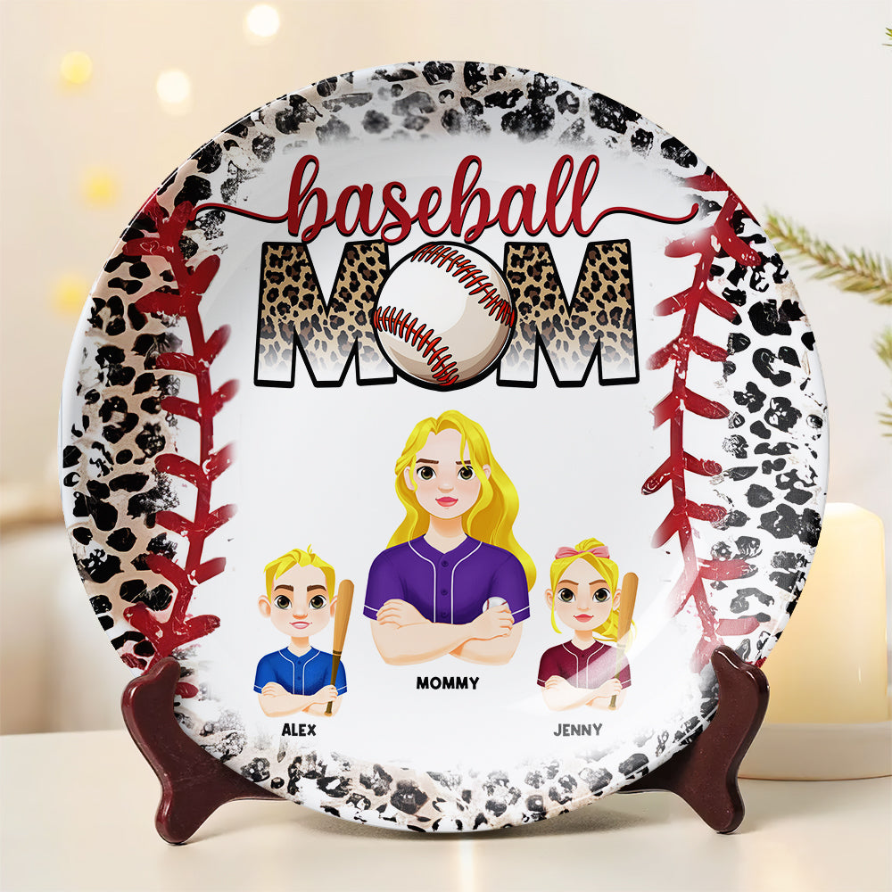 "Celebrate Her Love for Baseball!" - Personalized Ceramic Round Plate - Gift for Mom, Grandma & Sports Enthusiasts Ceramic Round Plate PopCulturePrints