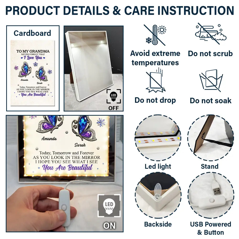 I Hope You See What I See - Personalized LED Mirror Frame Lamp - A Heartfelt Gift for Grandmothers Mirror Frame Lamp PopCulturePrints