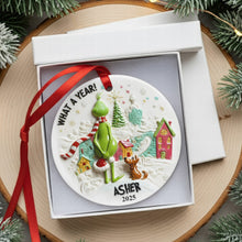 Load image into Gallery viewer, &quot;What a Year!&quot; Custom Ceramic Ornament - Personalized Christmas Gift for Family &amp; Friends Ornament PopCulturePrints
