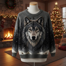 Load image into Gallery viewer, Embrace the Spirit of the Wild with The Wild Wolf Ugly Sweater - Personalized Gifts for Wolf Lovers AOP Products PopCulturePrints
