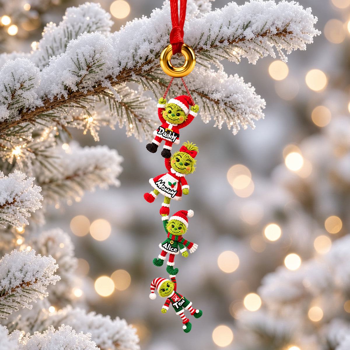 "Celebrate Family Togetherness with Our Unique Ornaments" - Crochet Christmas Family Hanging Ornament - Personalized Gifts for Family