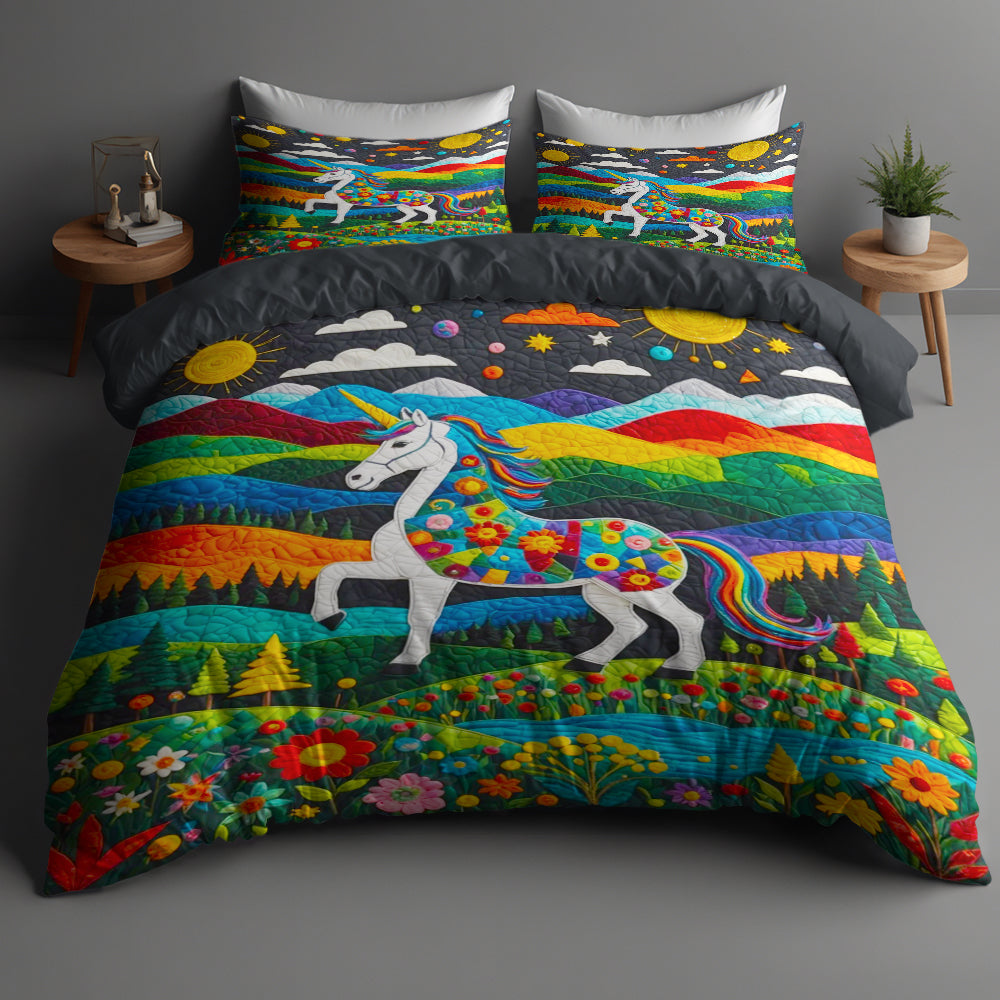 Enchanted Unicorn Lovers Quilt Bed Set Blanket PopCulturePrints