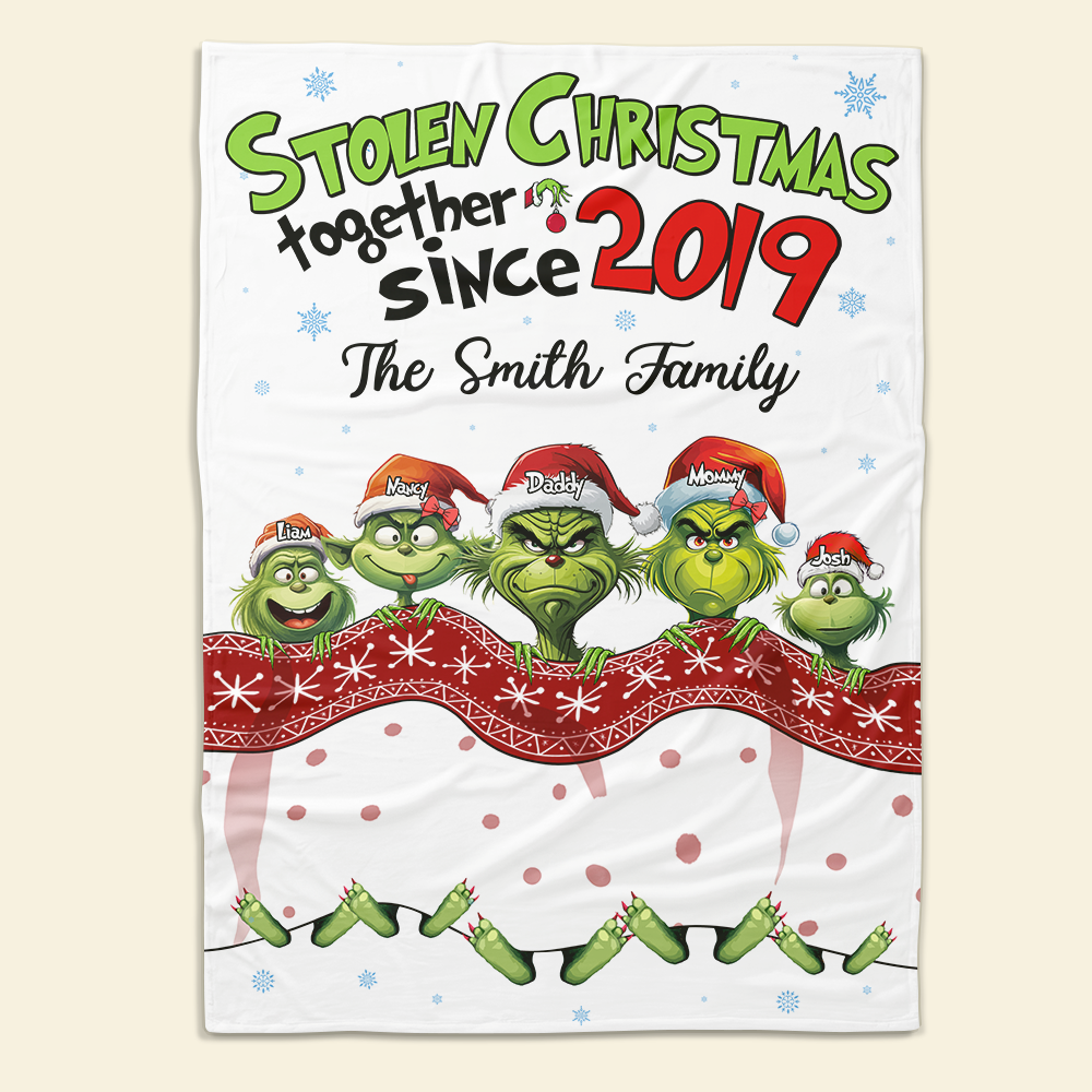 Custom Christmas Family Blanket - Stolen Christmas Together Design