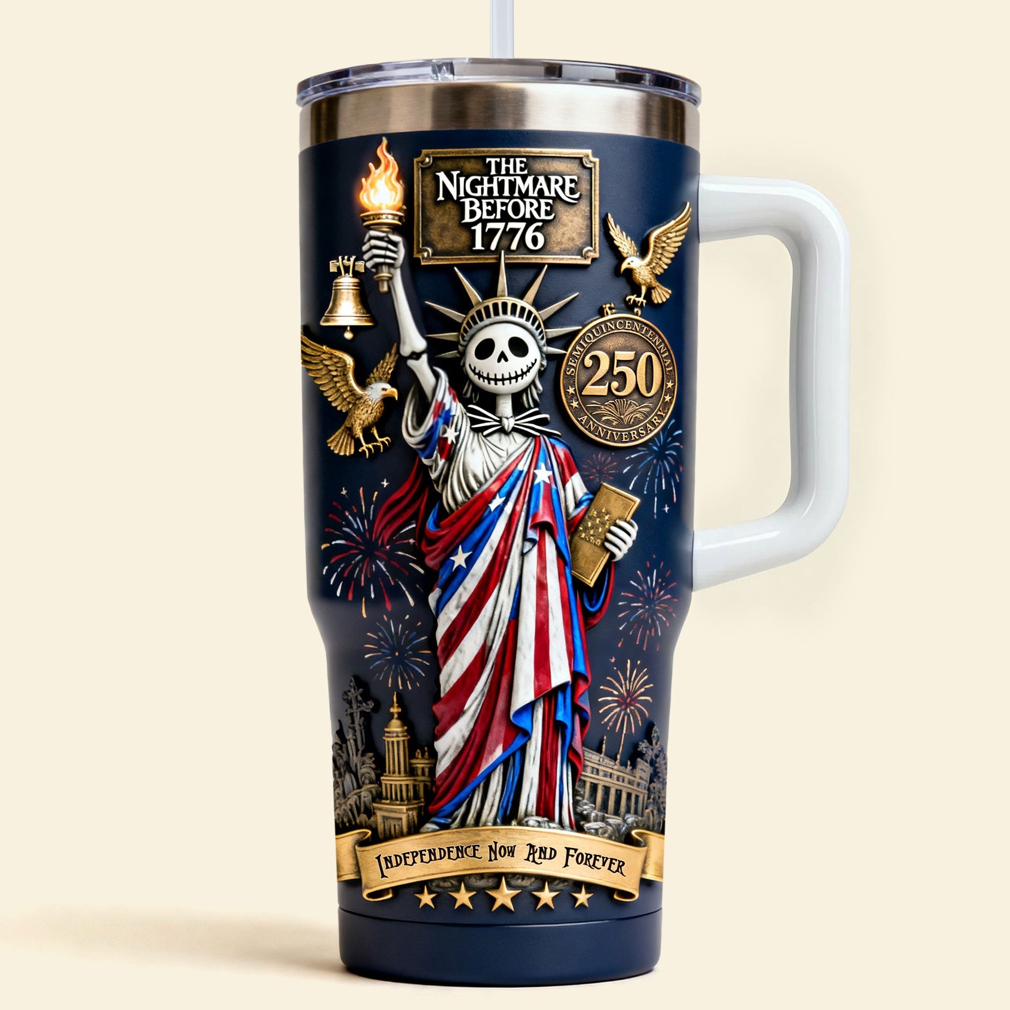 Celebrate Freedom with Whimsical Liberator 40oz Tumbler - Personalized Gift for Patriots Tumbler Cup PopCulturePrints