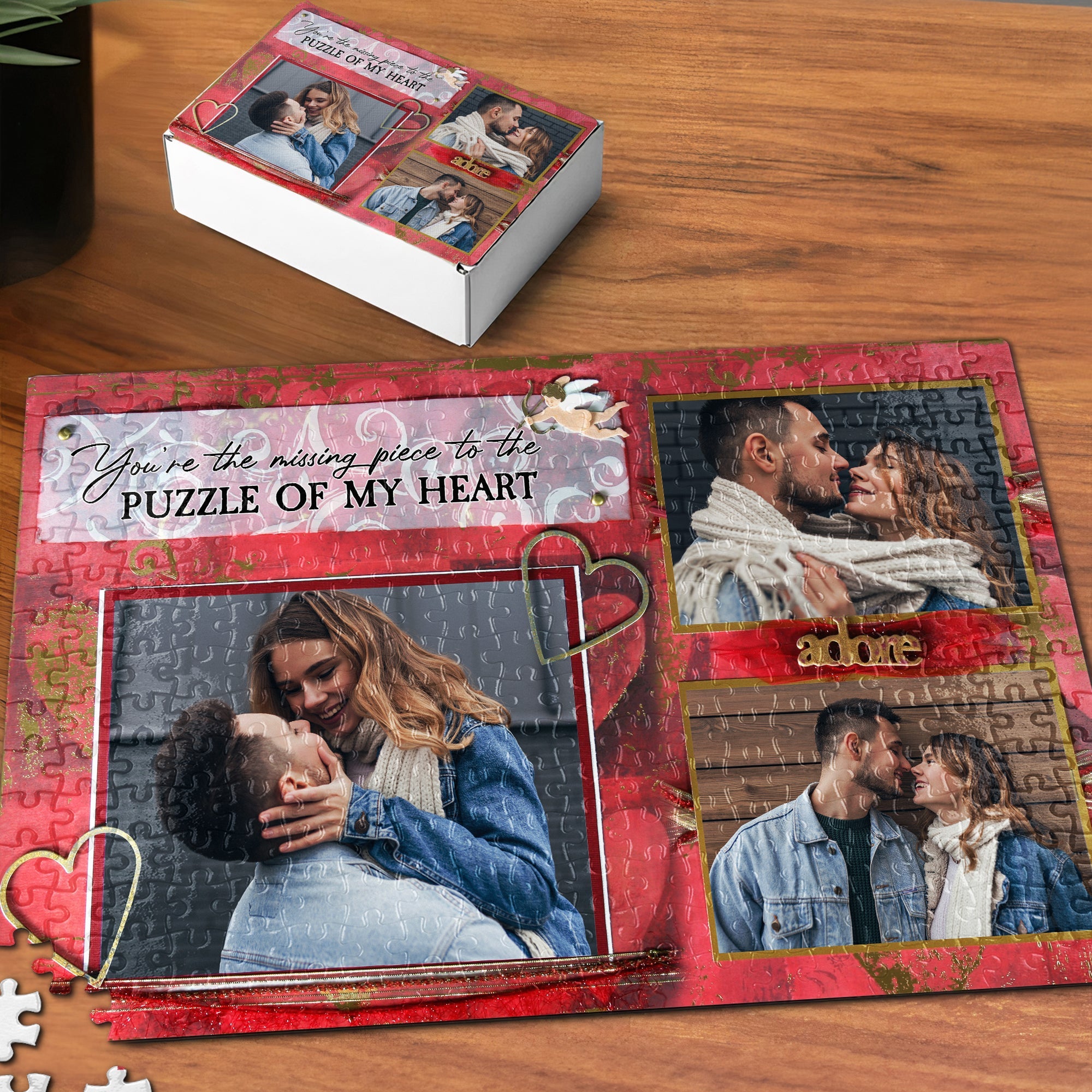 Personalized Couple Photo Jigsaw Puzzle - You're The Missing Piece To The Puzzle Of My Heart Wood Sign PopCulturePrints