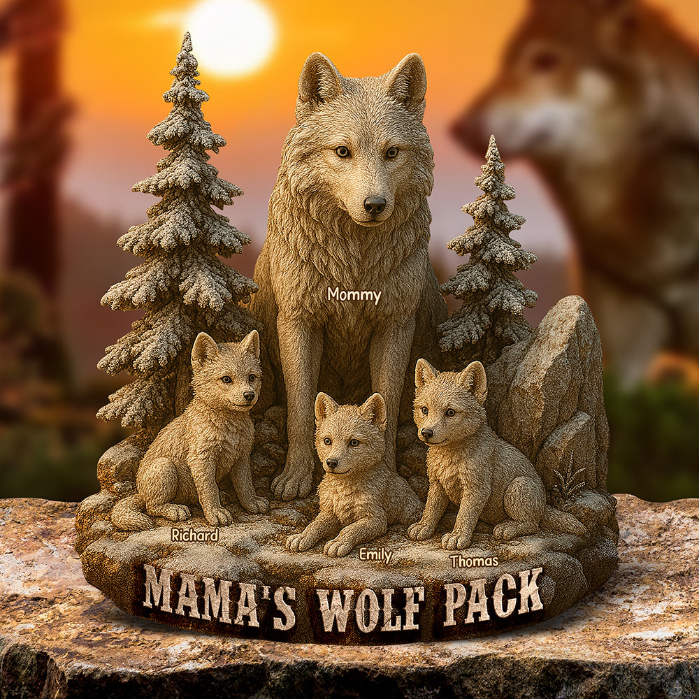 “Forever in My Heart” - Personalized Mama Wolf Acrylic Plaque - A Gift for Moms, Grandmothers, and Loved Ones Shaped Plaques PopCulturePrints