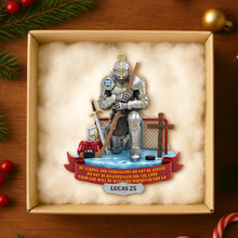 Load image into Gallery viewer, “Be Strong and Courageous” - Personalized Christmas Ice Hockey Ornament for Christians Ornament PopCulturePrints
