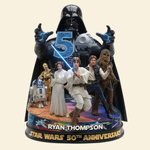 Load image into Gallery viewer, “Celebrate Love Through the Galaxy” - Epic Saga Anniversary Acrylic Plaque - Personalized Gift for Star Wars Fans Shaped Plaques PopCulturePrints
