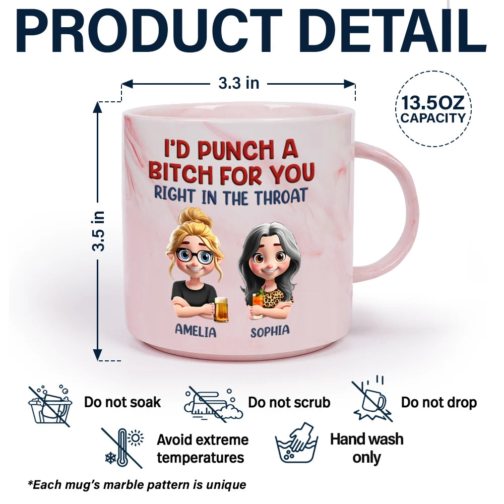 I'd Punch A Bitch For You - Personalized Marble Mug Marble Mug PopCulturePrints
