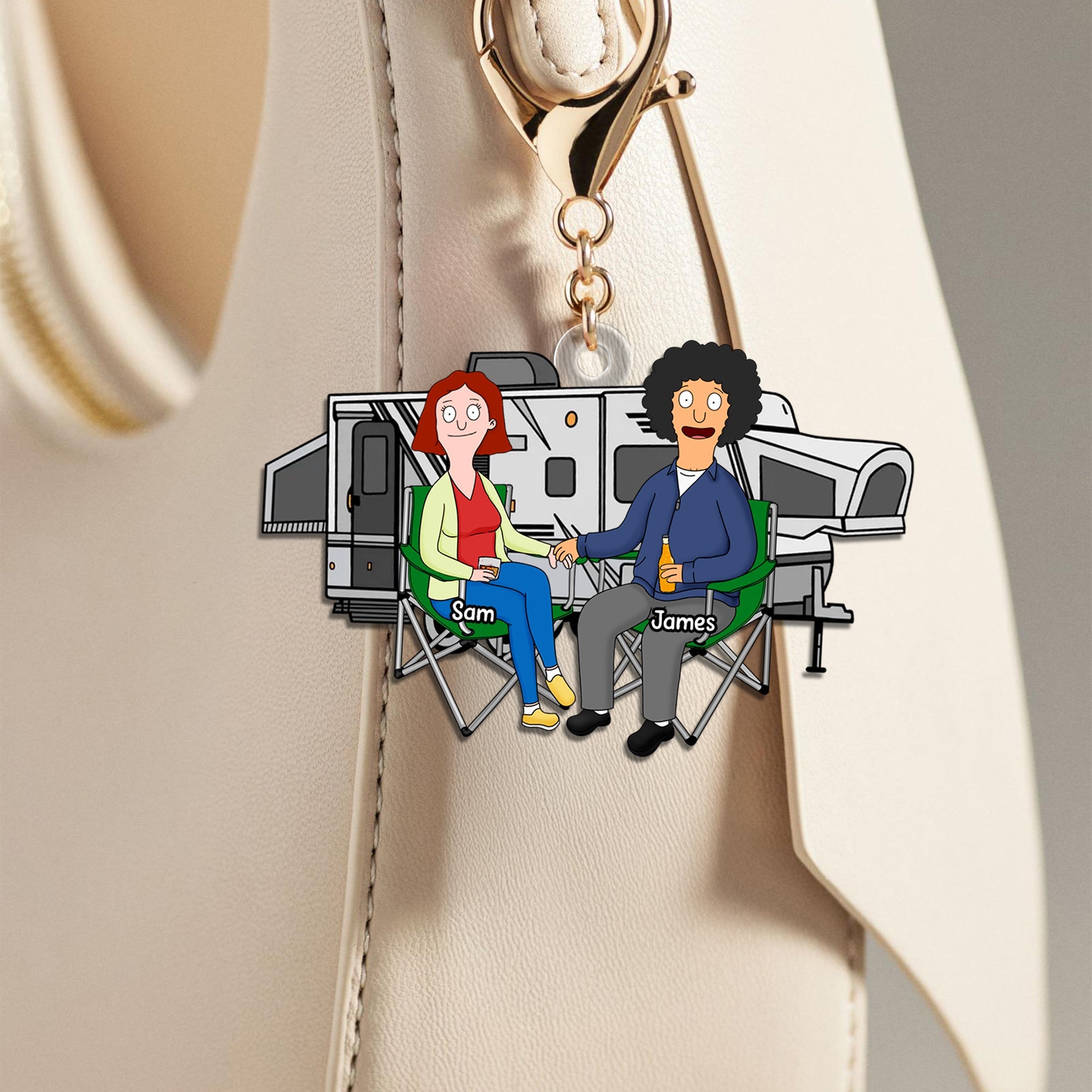 Camping Adventures Await - Personalized Keychain for Couples Keychains PopCulturePrints