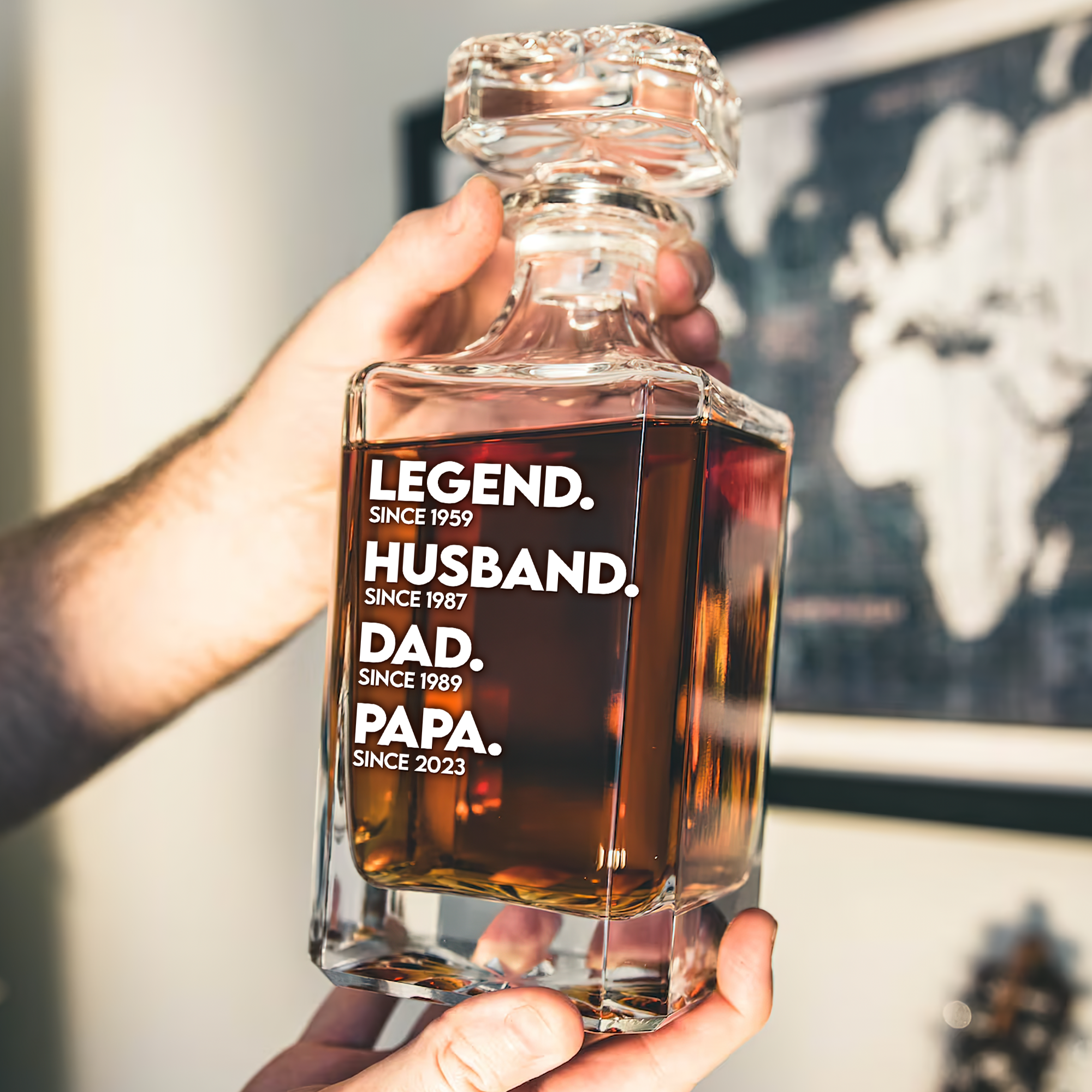 Celebrate Greatness - Personalized Dad Whiskey Decanter Set Whiskey Bottle PopCulturePrints