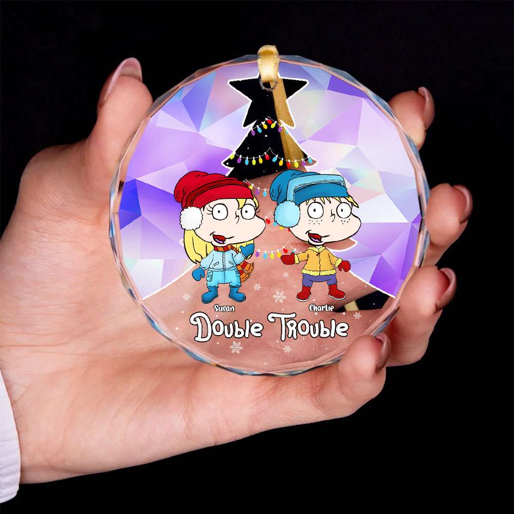 Personalized Double Trouble Kids Crystal Ornament Ornament PopCulturePrints