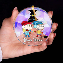 Load image into Gallery viewer, Personalized Double Trouble Kids Crystal Ornament Ornament PopCulturePrints
