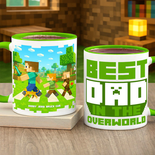 “The Best Dad in the Overworld” - Personalized Accent Mug for Gaming Dads Coffee Mug PopCulturePrints