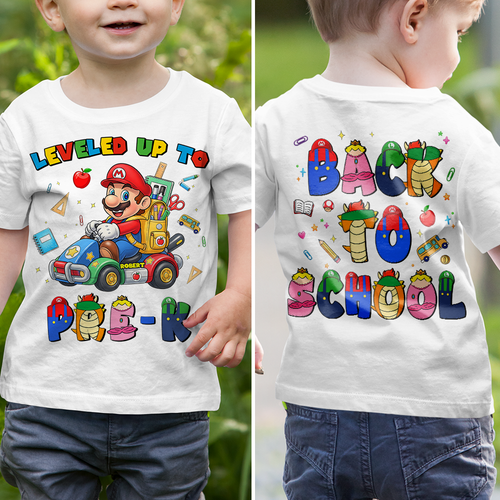 Leveled Up To Pre-K - Personalized Gifts for Kids Shirts PopCulturePrints