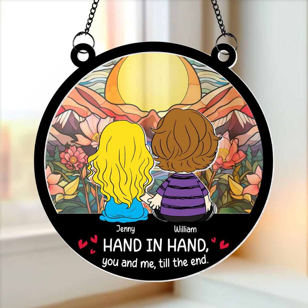 Personalized Couple Suncatcher Ornament - Hand in Hand Suncatcher PopCulturePrints