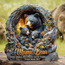 Load image into Gallery viewer, Mama Bear: &#39;Thou Shall Not Mess With Thine Children&#39; - Personalized Acrylic Plaque Gift for Mom and Grandma Shaped Plaques PopCulturePrints

