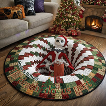Load image into Gallery viewer, “Till Death Do Us Part” - Spooky Twist Christmas Quilted Round Mat - Personalized Gift for Couples Doormat PopCulturePrints
