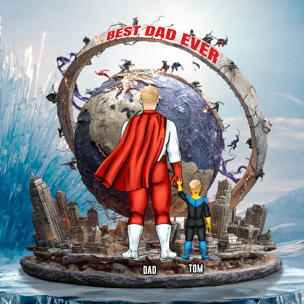 “Best Dad Ever” – Personalized Acrylic Plaque – Unique Gift for Dad & Grandpa Shaped Plaques PopCulturePrints