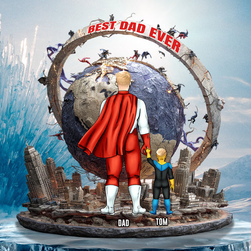 “Best Dad Ever” – Personalized Acrylic Plaque – Unique Gift for Dad & Grandpa Shaped Plaques PopCulturePrints