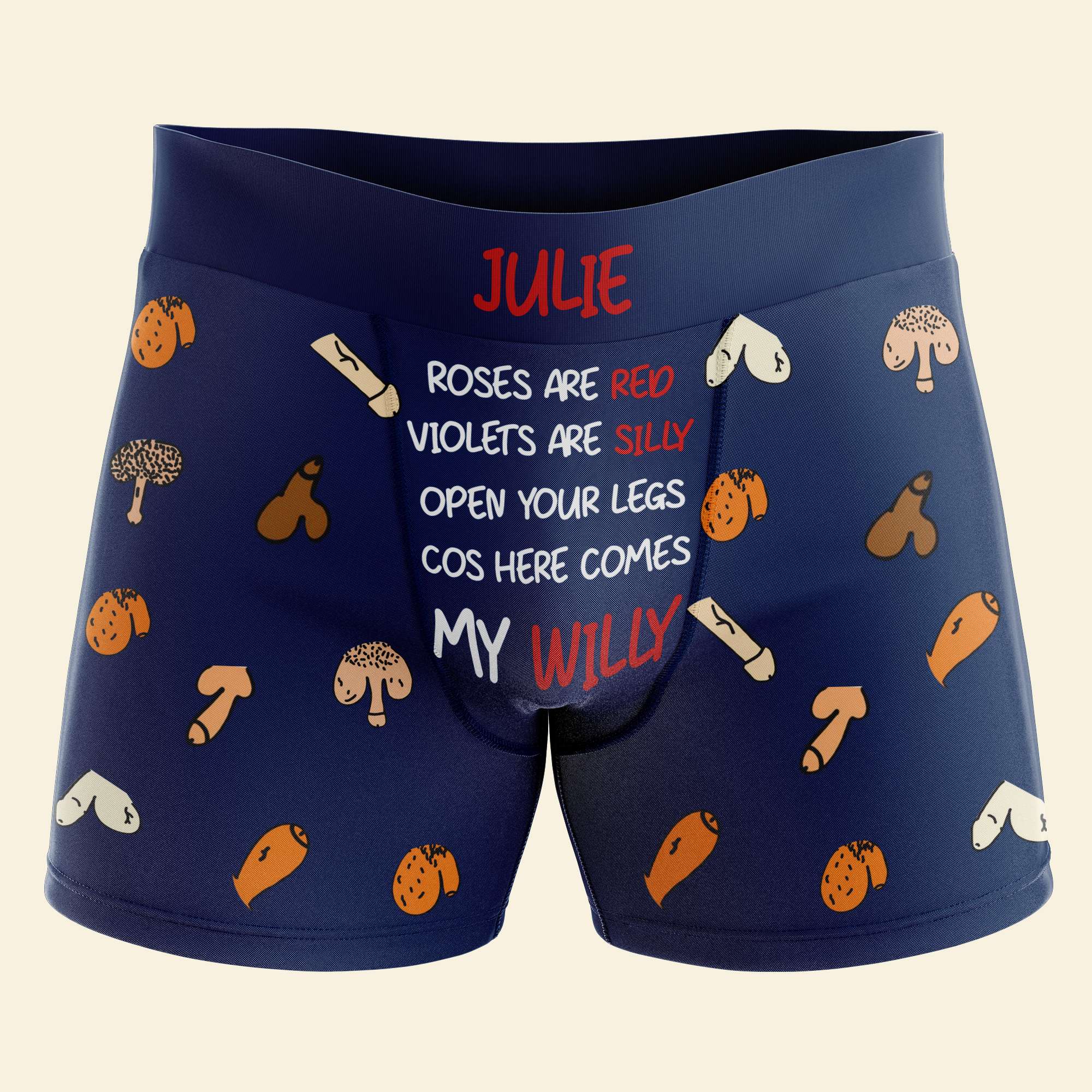 Personalized Men's Boxers - Cheeky Cock and Dick Pattern Boxer Briefs PopCulturePrints