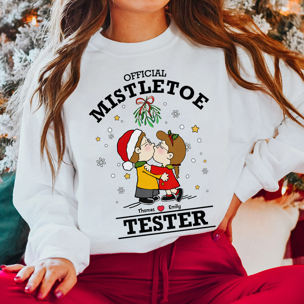 Customizable Couple Sweatshirt - Kissing Under Mistletoe