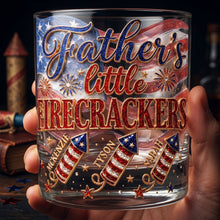 Load image into Gallery viewer, “Father’s Little Firecrackers” - Personalized Drinking Glass - Perfect Gift for Dads, Grandpas, and More Glass PopCulturePrints
