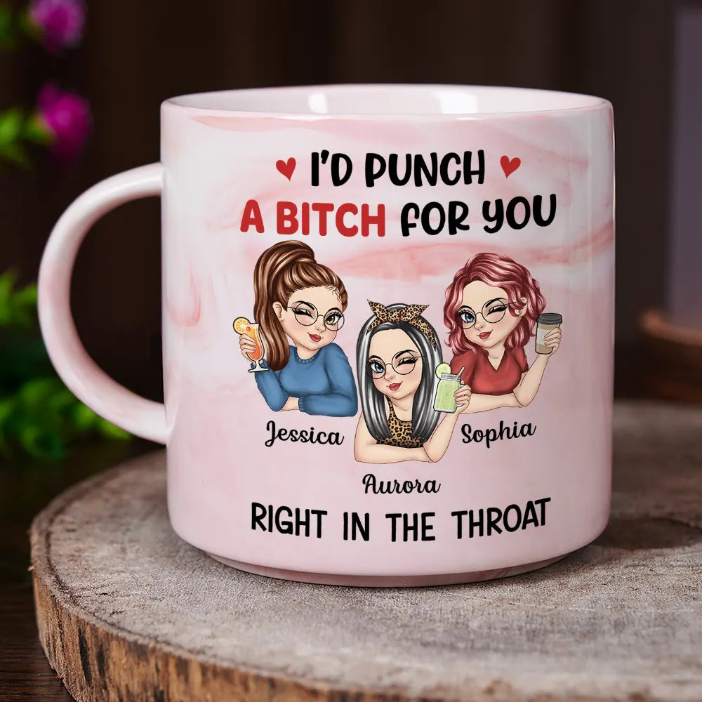 I'd Punch A B*tch For You - Personalized Marble Mug Marble Mug PopCulturePrints