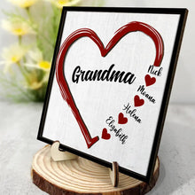 Load image into Gallery viewer, Grandma, the Heart of Our Family - Personalized 2-Layered Wooden Plaque With Stand Wooden Plaque PopCulturePrints
