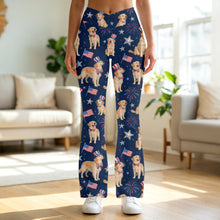 Load image into Gallery viewer, Celebrate Independence with USA 250th Anniversary Flare Leggings - Custom Photo Gifts for Dog Lovers Shorts and Pants PopCulturePrints
