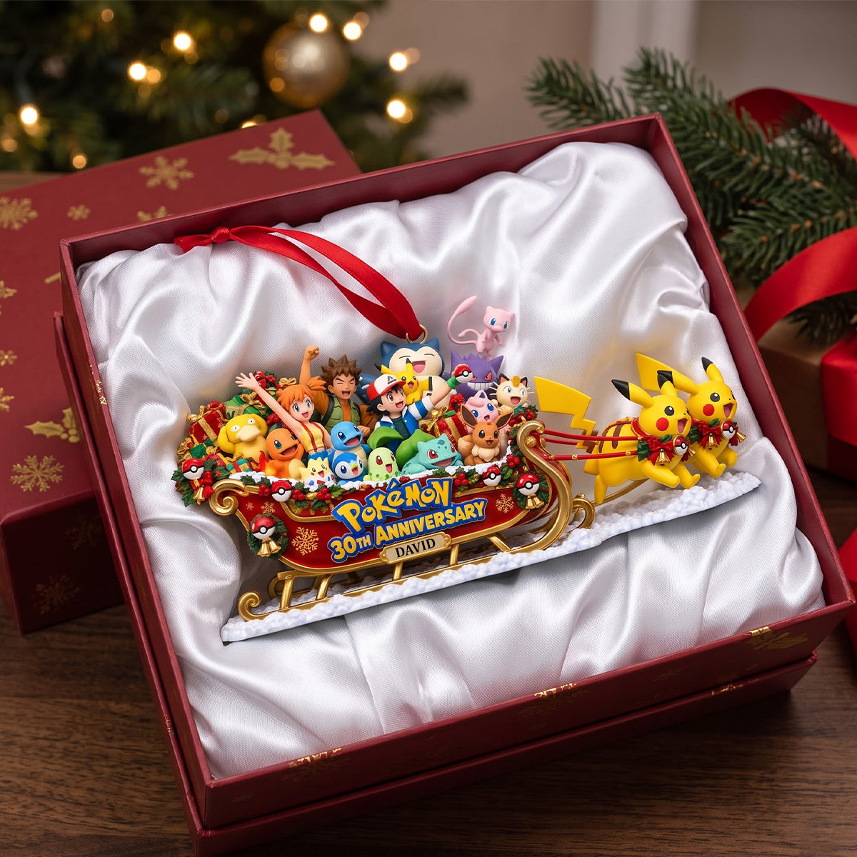 “Celebrate the Pokémon Journey!” - 30th Anniversary Creature Christmas Ornament - Personalized Gift for Pokémon Fans Ornament PopCulturePrints