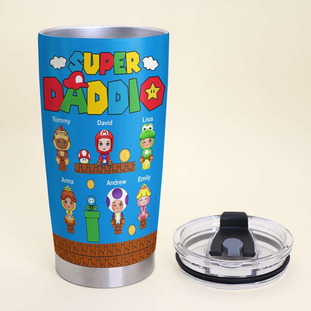 Super Daddio Personalized Tumbler - Perfect Gift for Fathers Tumbler Cup PopCulturePrints