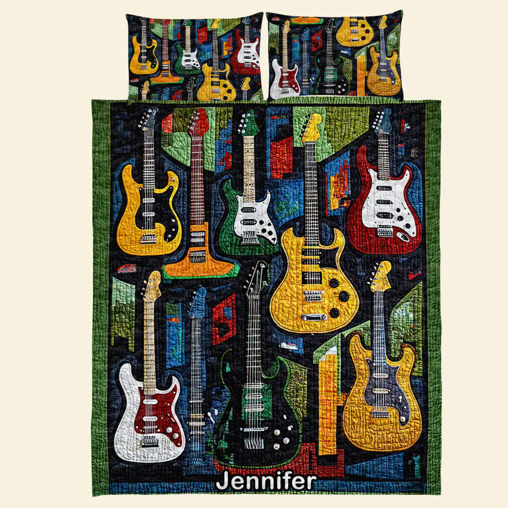 Personalized Guitar Lovers Quilt Bed Set Blanket PopCulturePrints