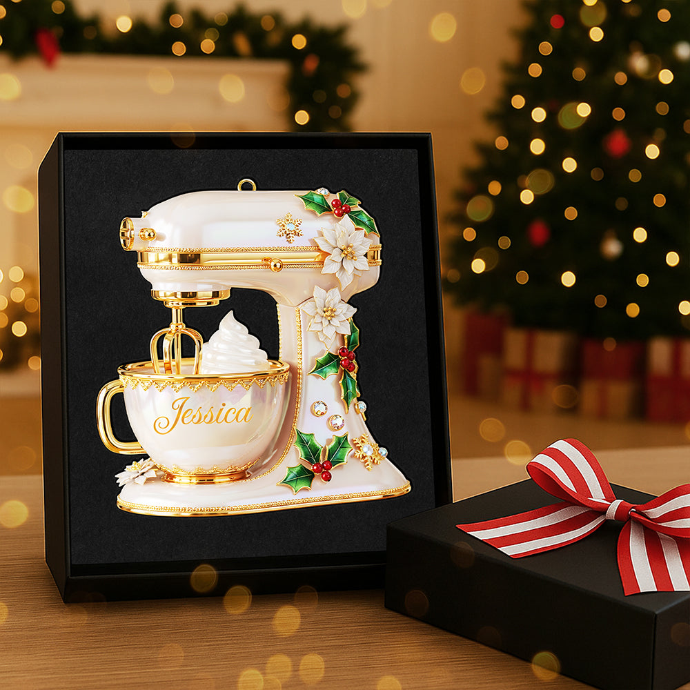“Bake Memories This Christmas” - Personalized Baking Mixer Acrylic Ornament - Perfect Gift for Chefs, Bakers, and Food Lovers Ornament PopCulturePrints