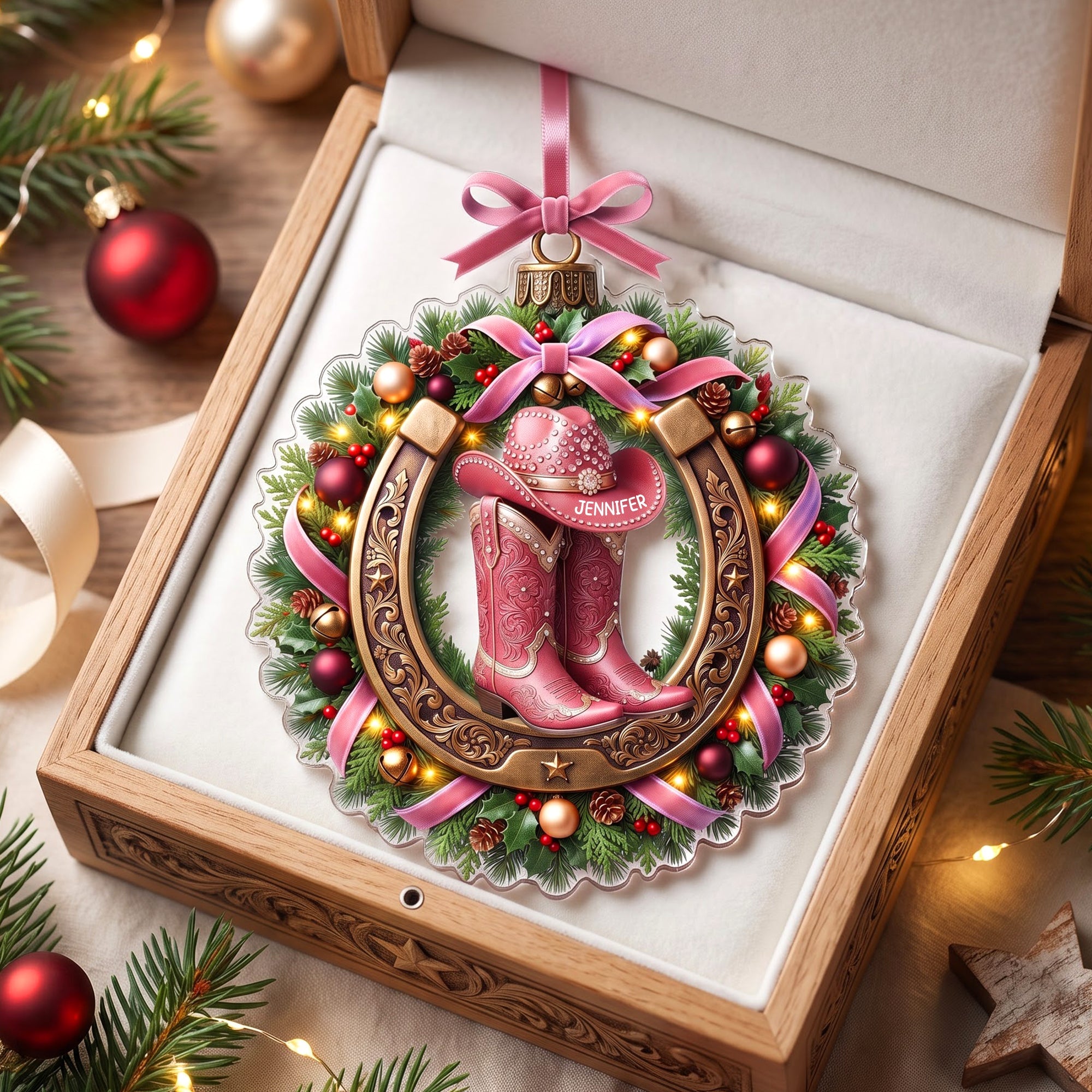 Sparkly Cowgirl & Cowboy Acrylic Ornament - Personalized Christmas Gifts 06tyqn150826 Ornament PopCulturePrints