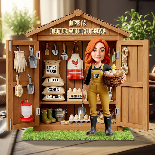 Life is Better with Chickens - Personalized Chicken Girl Acrylic Plaque for Farmers Shaped Plaques PopCulturePrints