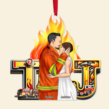 Load image into Gallery viewer, Personalized Firefighter Couple Acrylic Ornament | Custom Gifts | Valentine&#39;s Day Gifts Ornament PopCulturePrints
