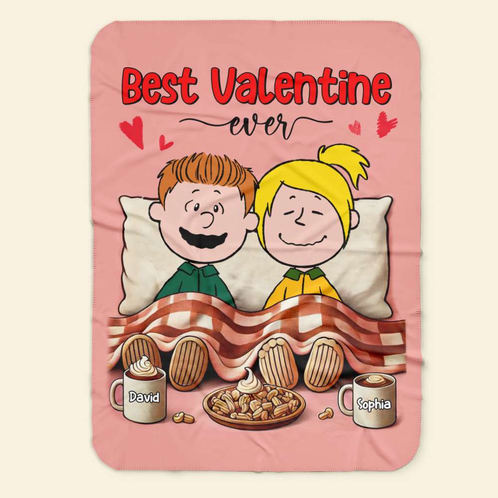Personalized Valentine's Day Gifts - Valentine's Couple Blanket - Custom Names Blanket PopCulturePrints