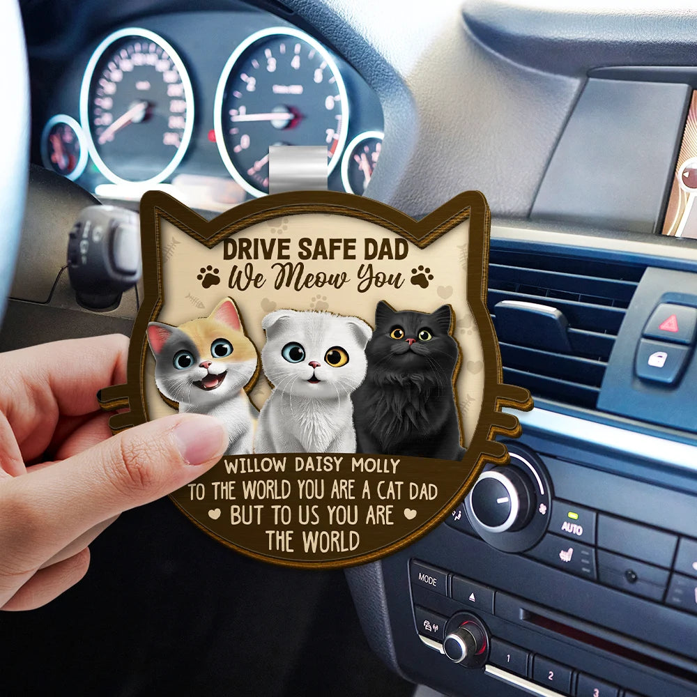 Drive Safe Mom, We Meow You! - Personalized Custom 3D Cat Car Visor Clip, Perfect Gift for Cat Moms Car Visor Clip PopCulturePrints