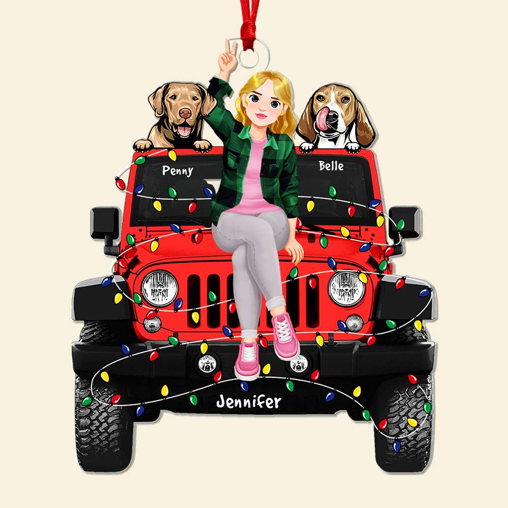 Custom Christmas Ornament for Dog Lovers - Personalized Jeep Decoration