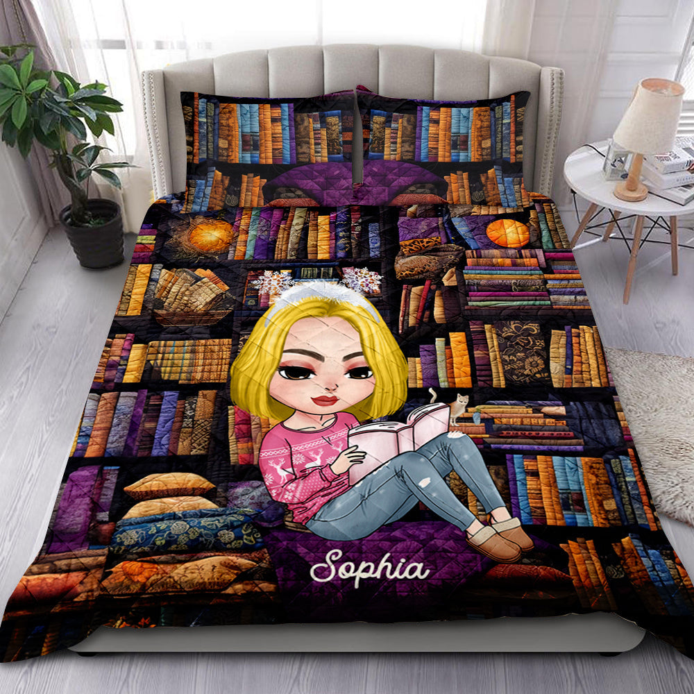 Personalized Cozy Reading Nook Quilt Bed Set Blanket PopCulturePrints