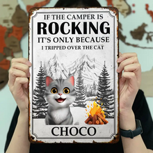 Load image into Gallery viewer, If The Camper Is Rocking, It's Only Because I Tripped Over The Dog - Personalized Classic Metal Sign Metal Sign PopCulturePrints
